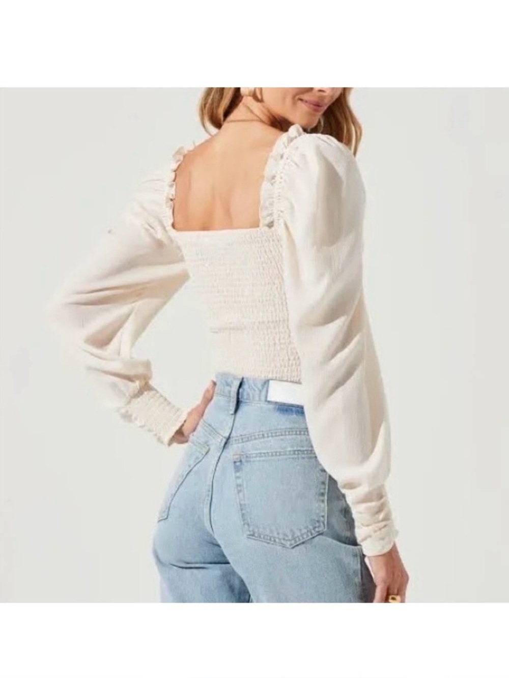 ASTR the Label Cream Puff Sleeve Square Neck Ruched Top - Picture 6 of 7